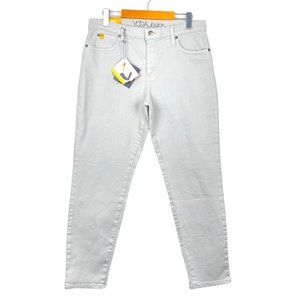 Second Clothing Yoga Jeans Women's Light Grey Chalk High Rise Ankle Jeans US 31